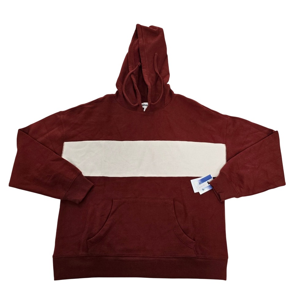 Abound Mens womens Unisex Red Fire Colorblock Fleece Hoodie Sweatshirt Small NWT